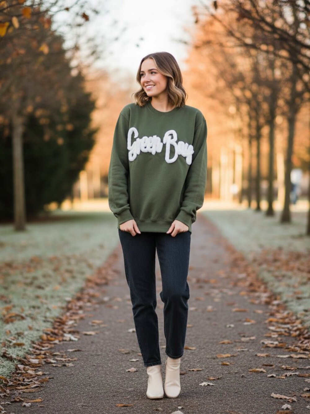 Vango Crewneck Green Bay Packers 3D Pom Pom Print Sweatshirt